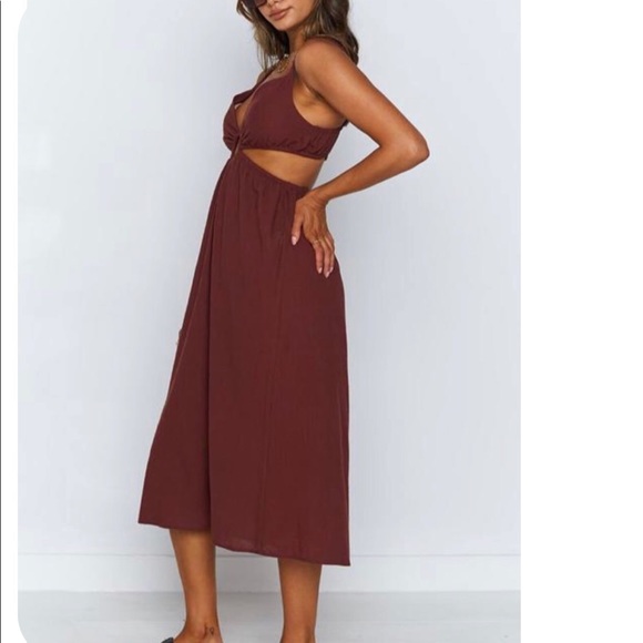 Chocolate Cut Out Midi Dress - Picture 3 of 4